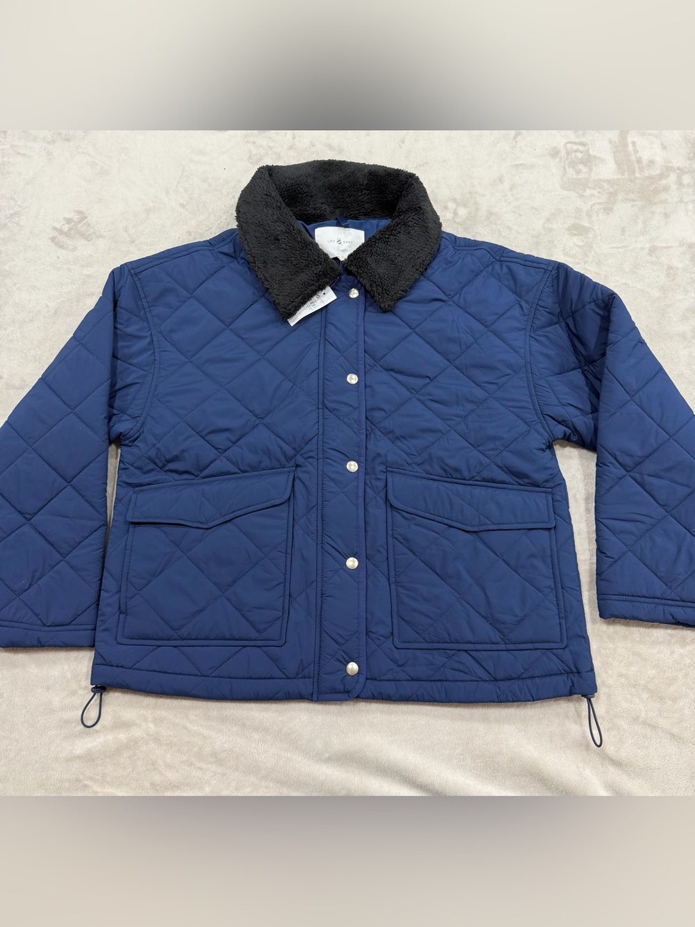 Lou & Grey Blue Quilted Sherpa Collar Jacket Size M
